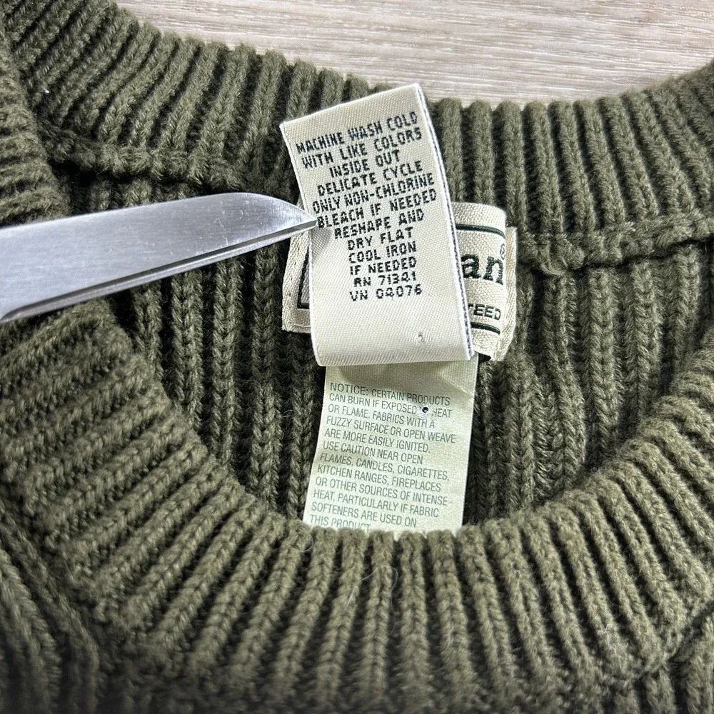 LL Bean Sweater Mens XXL Olive Cotton Chunky Knit Crewneck Australia‎ Heritage